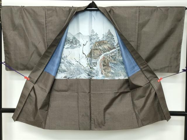 平和屋着物●男性 本場大島紬 アンサンブル 長羽織 100亀甲 総詰め 正絹 逸品 未使用 DABK0674ud