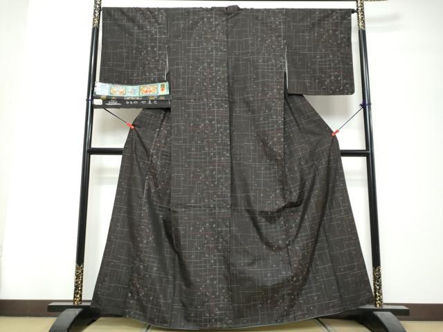 平和屋着物●本場大島紬 古代染色純泥染 抽象文様 やまと誂製 大山謹製 証紙付き 正絹 逸品 DABK0675ud