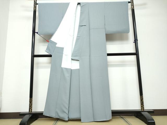 平和屋着物●上質な色無地 藍鼠色 正絹 逸品 DABK0686ud