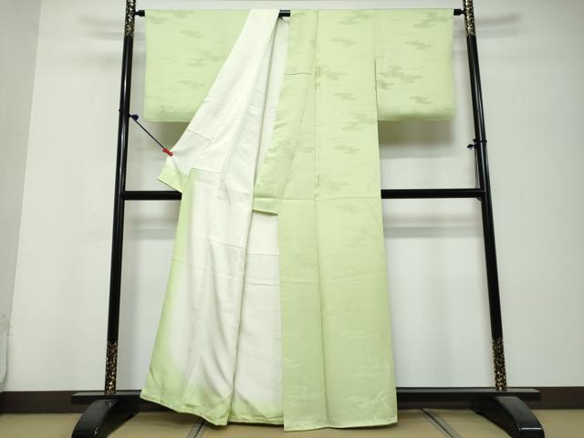 平和屋着物●上質な色無地 若苗色 正絹 逸品 DABK0690ud