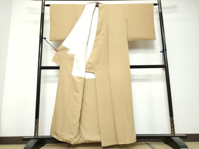 平和屋着物●本加賀友禅作家 由水煌人 色無地 飴色 正絹 逸品 DABK0691ud
