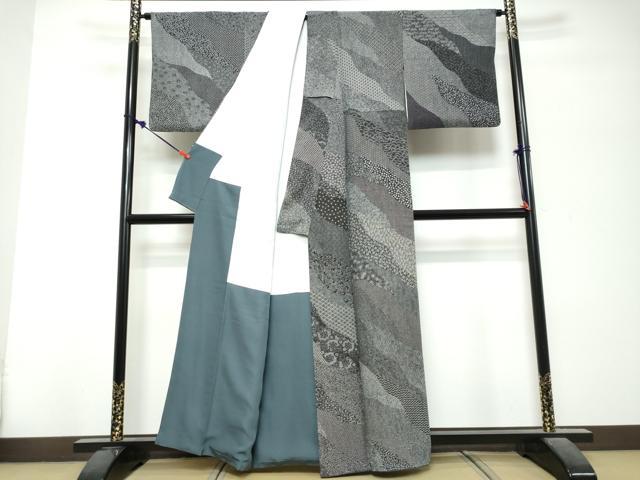 平和屋着物●江戸小紋 百柄 黒地 正絹 逸品 DABK0696ud