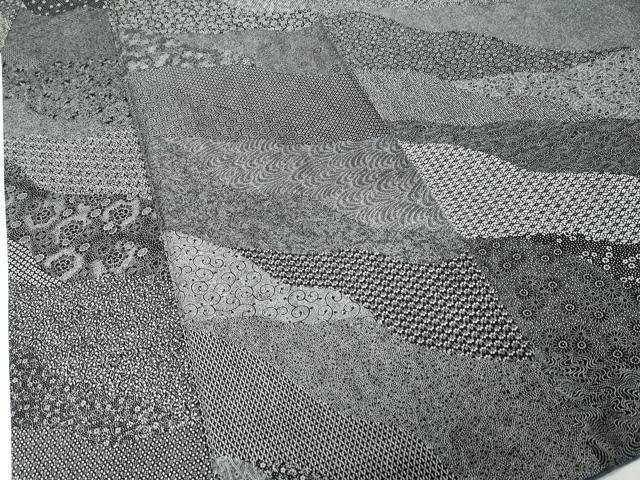 平和屋着物●江戸小紋 百柄 黒地 正絹 逸品 DABK0696ud