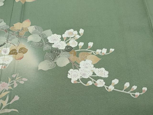 平和屋着物●訪問着 友禅 作家物 枝花文 暈し染め 正絹 逸品 DABK0700ud