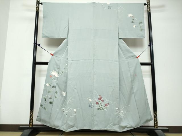 平和屋着物●訪問着 友禅 作家物 草花文 正絹 逸品 DABK0702ud