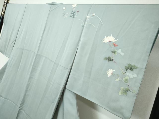 平和屋着物●訪問着 友禅 作家物 草花文 正絹 逸品 DABK0702ud