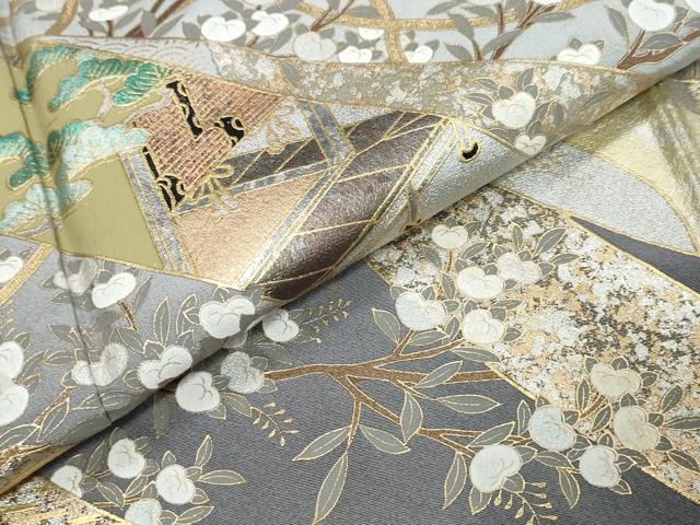 平和屋着物●訪問着 平安草花文 暈し染め 金銀彩 正絹 逸品 DABK0707ud