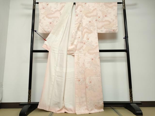 平和屋着物●上質な小紋 地紋起こし 雲取草花籬文 正絹 逸品 DABK0709ud