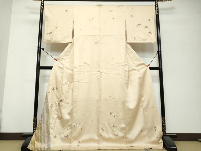 平和屋着物●訪問着 駒刺繍 舞花文 金彩 ロング丈 正絹 逸品 DABK0714ud