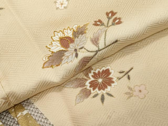 平和屋着物●訪問着 駒刺繍 舞花文 金彩 ロング丈 正絹 逸品 DABK0714ud