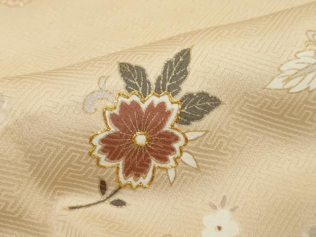 平和屋着物●訪問着 駒刺繍 舞花文 金彩 ロング丈 正絹 逸品 DABK0714ud