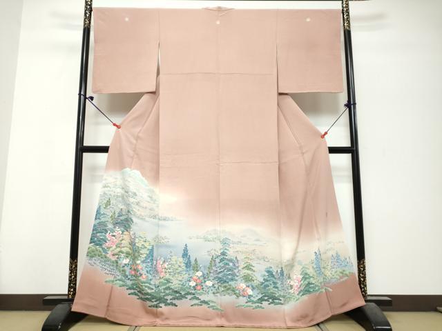 平和屋着物●十日町友禅作家 阿部佳雪 色留袖 遠山樹林風景文 暈し染め 正絹 逸品 DABK0716ud