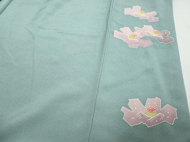平和屋着物●日本工芸会正会員 友禅作家 塩澤照彦 訪問着 舞花文 三越扱い 反端付き 正絹 逸品 DABK0725ud