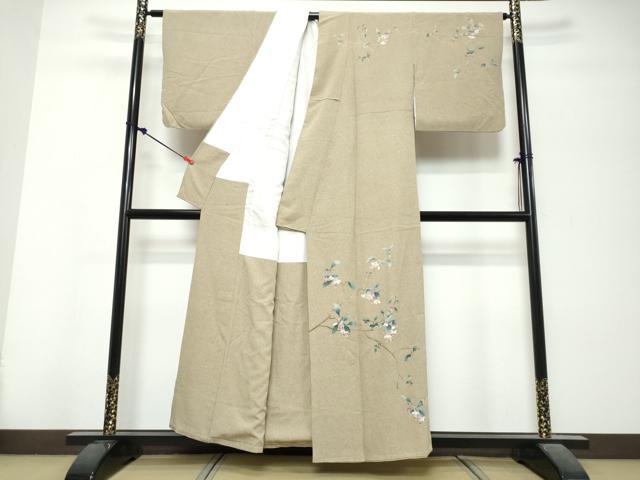平和屋着物●本加賀友禅作家 染元千紅代表 寺西一紘 訪問着 友禅 枝花文 反端付き 正絹 逸品 DABK0728ud