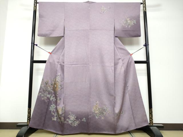 平和屋着物●洗える最高級着物 <英>はなぶさ謹製 訪問着 破れ色紙草花文 暈し染め 金銀彩 洗える着物 DABK0736ud