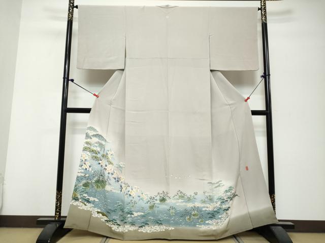 平和屋着物●本加賀友禅作家 木村喜博 色留袖 風景渡り鳥花文 暈し染め やまと金ラベル 正絹 逸品 DABK0747ud