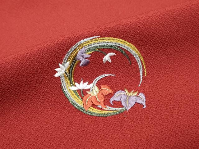 平和屋着物●中国三大刺繍 スワトウ刺繍 汕頭刺繍 総刺繍 振袖 草花丸文 金糸 正絹 逸品 DABK0752ud
