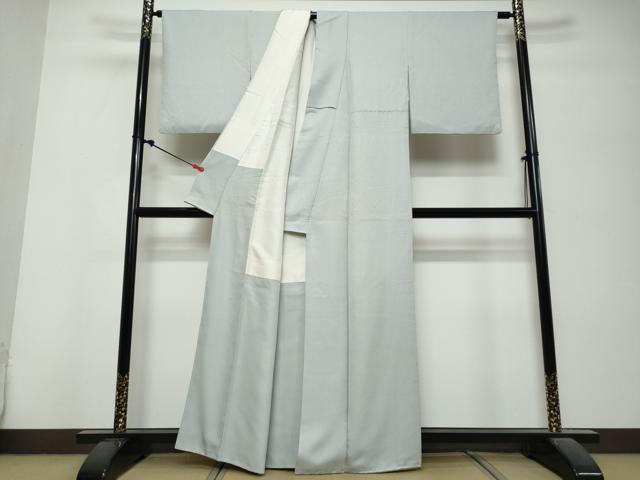 平和屋着物●上質な色無地 菱地紋 月白色 正絹 逸品 DABK0758ud