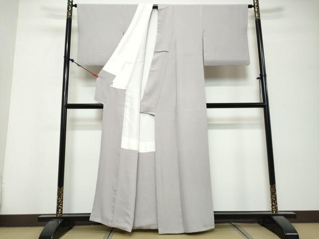 平和屋着物●上質な色無地 牡丹鼠色 正絹 逸品 DABK0761ud
