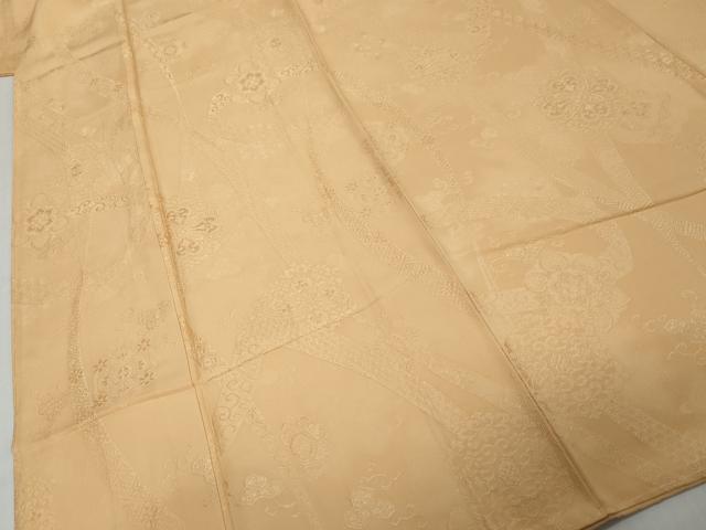 平和屋着物●上質な色無地 洋花地紋 洒落柿色 正絹 逸品 未使用 DABK0764ud