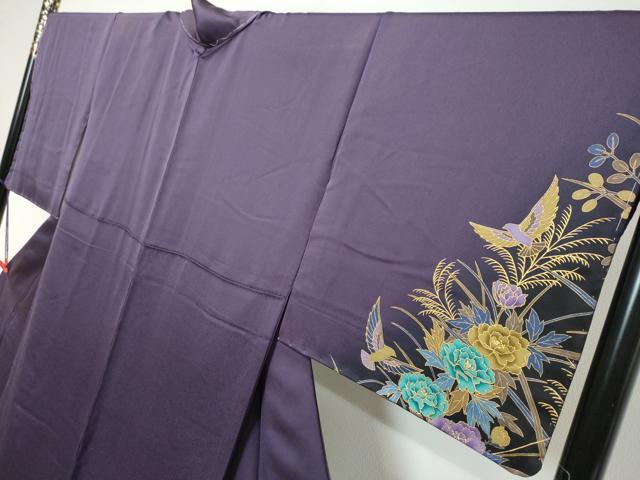 平和屋着物●染色作家 斉藤三才 訪問着 花鳥文 金彩 正絹 逸品 DABK0772ud