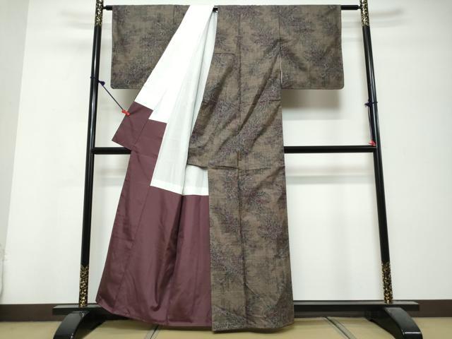 平和屋着物●本場大島紬 9マルキ 古代染色純泥染 草花文 叶孝則作 証紙付き 正絹 逸品 未使用 DABK0792ud