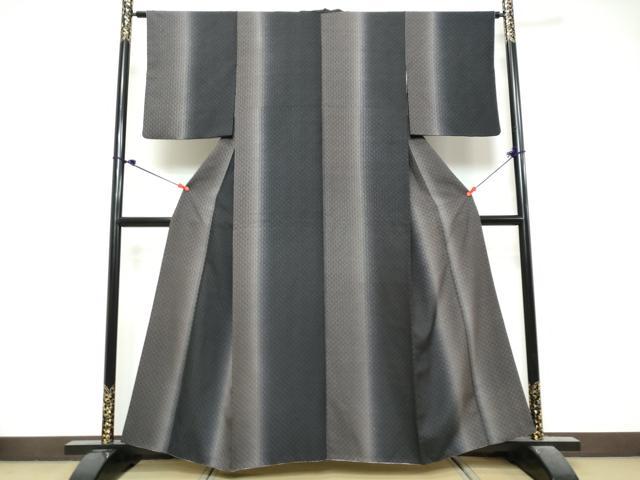 平和屋着物●上質な小紋 変わり格子 暈し染め 正絹 逸品 DABK0798ud