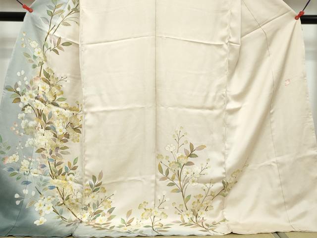 平和屋着物●訪問着 作家物 枝花文 暈し染め 仮絵羽 正絹 逸品 未使用 DABK0807ud