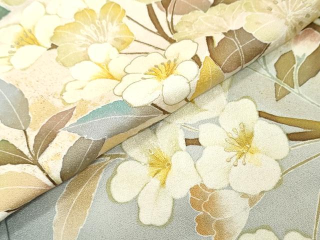 平和屋着物●訪問着 作家物 枝花文 暈し染め 仮絵羽 正絹 逸品 未使用 DABK0807ud
