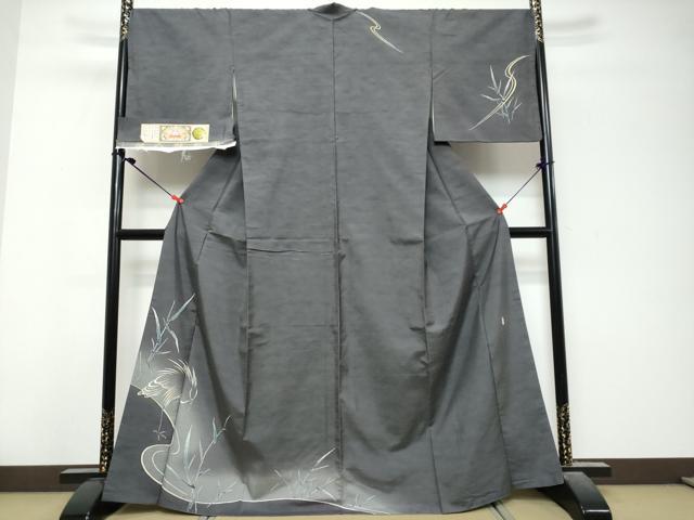 平和屋着物●本加賀友禅作家 鬼島武司 本場大島紬 鷺 暈し染め やまと誂製 城之内織物謹製 証紙付き 正絹 逸品 DABK0832ud
