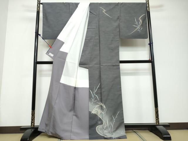 平和屋着物●本加賀友禅作家 鬼島武司 本場大島紬 鷺 暈し染め やまと誂製 城之内織物謹製 証紙付き 正絹 逸品 DABK0832ud