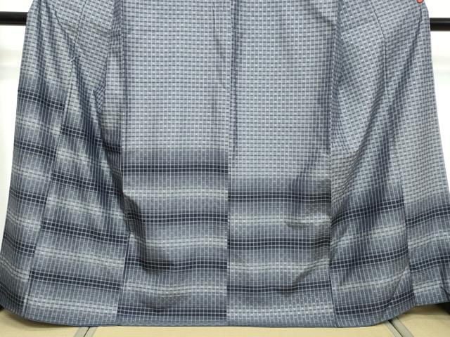 平和屋着物●訪問着 花織 格子 正絹 逸品 DABK0842ud