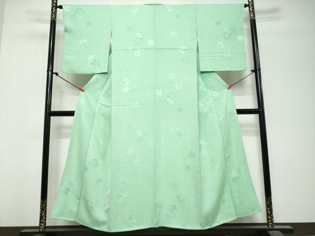 平和屋着物●上質な小紋 地紋起こし 流水文舞花文 正絹 逸品 DABK0851ud