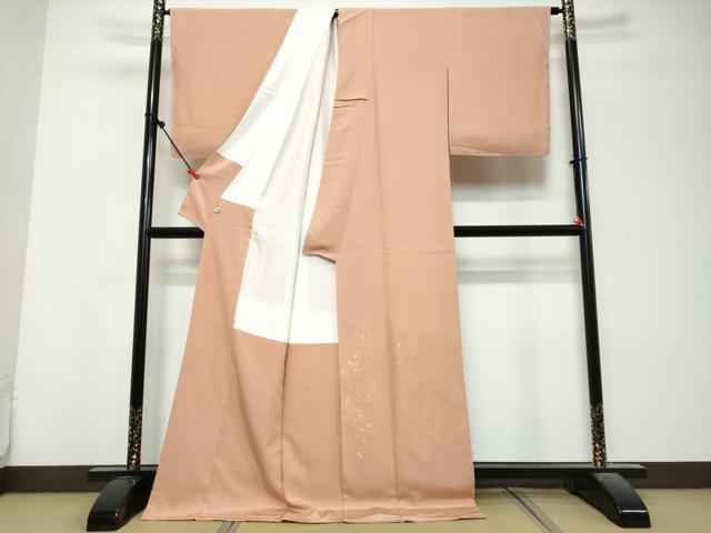 平和屋着物●色留訪問着 箔散らし 金通し地 ロング丈 正絹 逸品 未使用 DABK0853ud