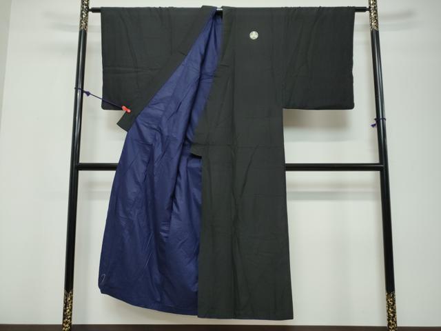平和屋着物●男性 黒紋付 正絹 逸品 DABK0861ud