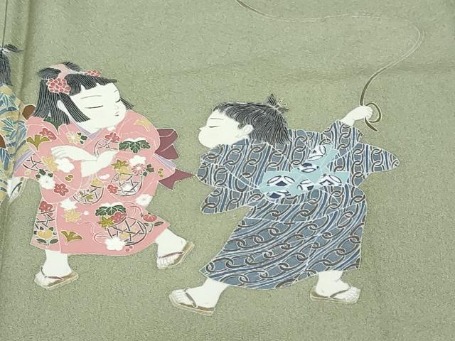 平和屋着物●豪華色留袖 友禅 作家物 童子遊び 正絹 逸品 未使用 DABK0864ud