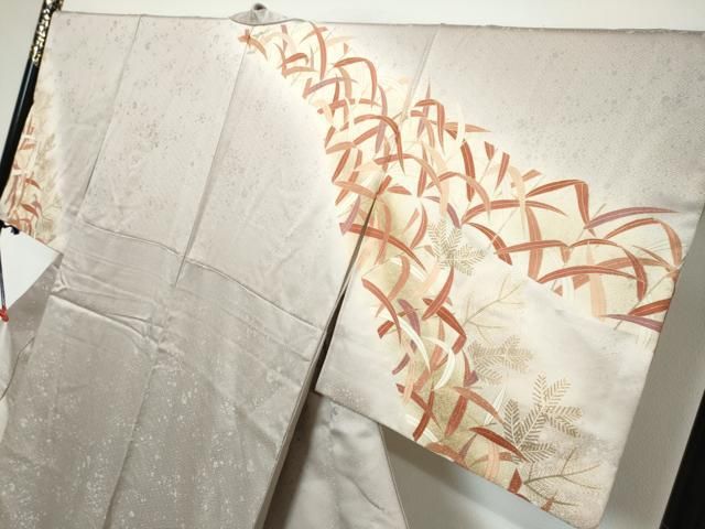 平和屋着物●銀座きしや 訪問着 駒刺繍 松葉草文 暈し染め 金彩 正絹 逸品 DABK0871ud