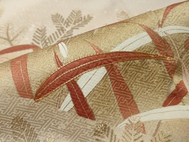 平和屋着物●銀座きしや 訪問着 駒刺繍 松葉草文 暈し染め 金彩 正絹 逸品 DABK0871ud