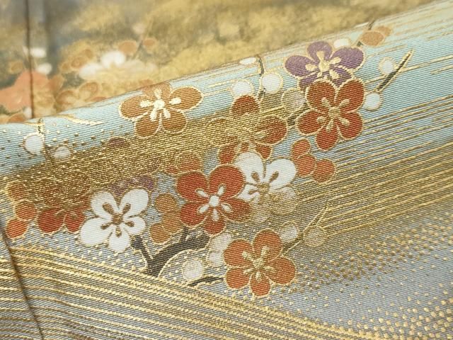 平和屋着物●訪問着 作家物 流水風景草花文 暈し染め 金彩 正絹 逸品 DABK0879ud