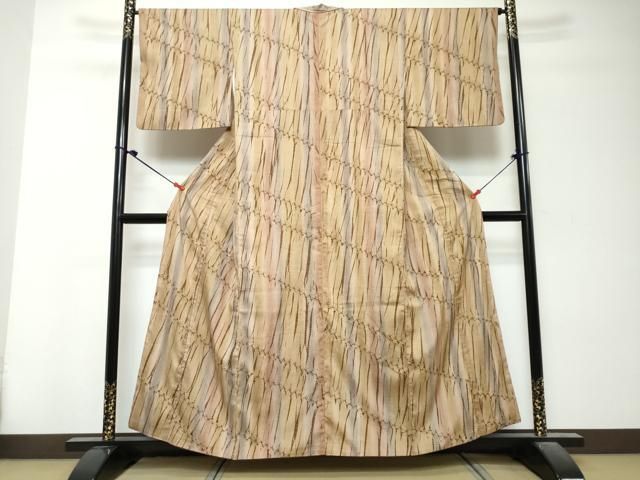 平和屋着物●上質な紬 蜘蛛絞り 変わり縞 正絹 逸品 DABK0902ud