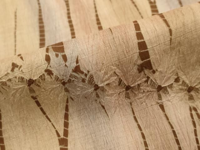 平和屋着物●上質な紬 蜘蛛絞り 変わり縞 正絹 逸品 DABK0902ud