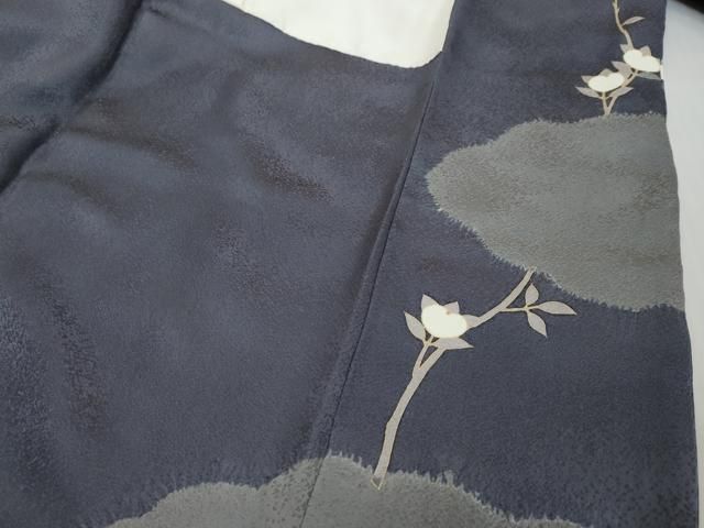 平和屋着物●訪問着 駒刺繍 絞り 地紙重ね枝花文 金彩 正絹 逸品 DABK0907ud