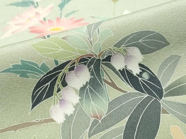 平和屋着物●訪問着 友禅 作家物 鈴蘭 枝花文 暈し染め 正絹 逸品 DABK0909ud