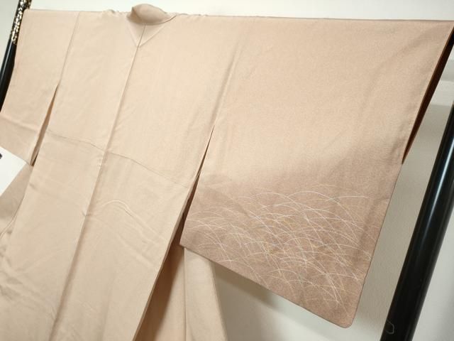平和屋着物●訪問着 刺繍 枝椿 暈し染め 金銀彩 松坂屋扱い 反端付き 正絹 逸品 DABK0915ud