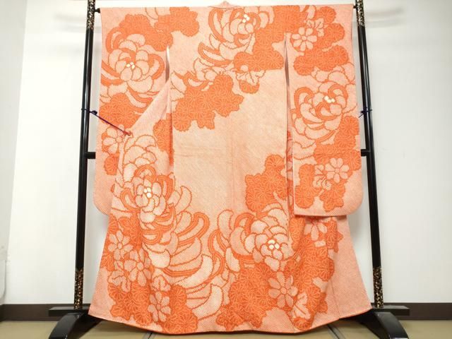 平和屋着物●豪華振袖 総絞り 草花文 正絹 逸品 DABK0933ud