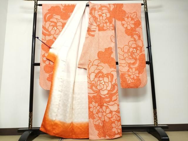平和屋着物●豪華振袖 総絞り 草花文 正絹 逸品 DABK0933ud