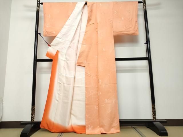 平和屋着物●上質な小紋 地紋起こし 枝葉文 暈し染め 正絹 逸品 DABK0935ud
