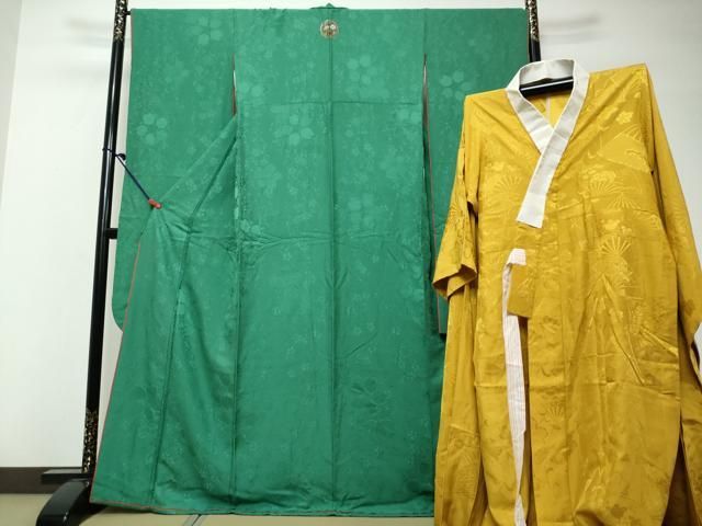 平和屋着物●豪華振袖・長襦袢(無双仕立て)セット 草花地紋 鉄色 やまと誂製 正絹 逸品 DABK0938ud