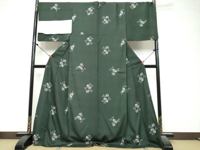平和屋着物●上質な小紋 蔦の葉文 まるやま扱い 反端付き 正絹 逸品 DABK0952ud