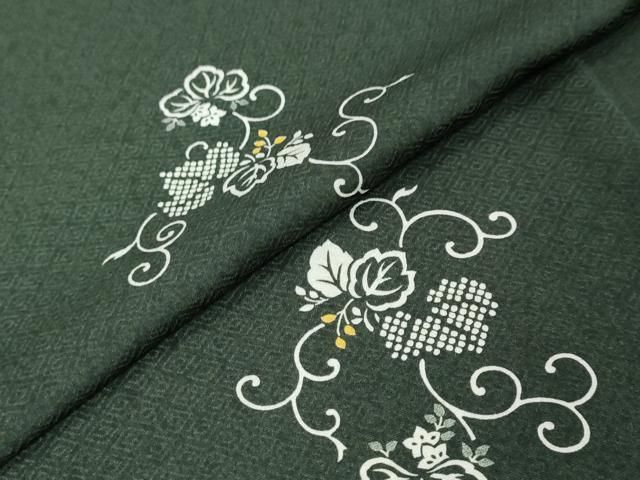 平和屋着物●上質な小紋 蔦の葉文 まるやま扱い 反端付き 正絹 逸品 DABK0952ud